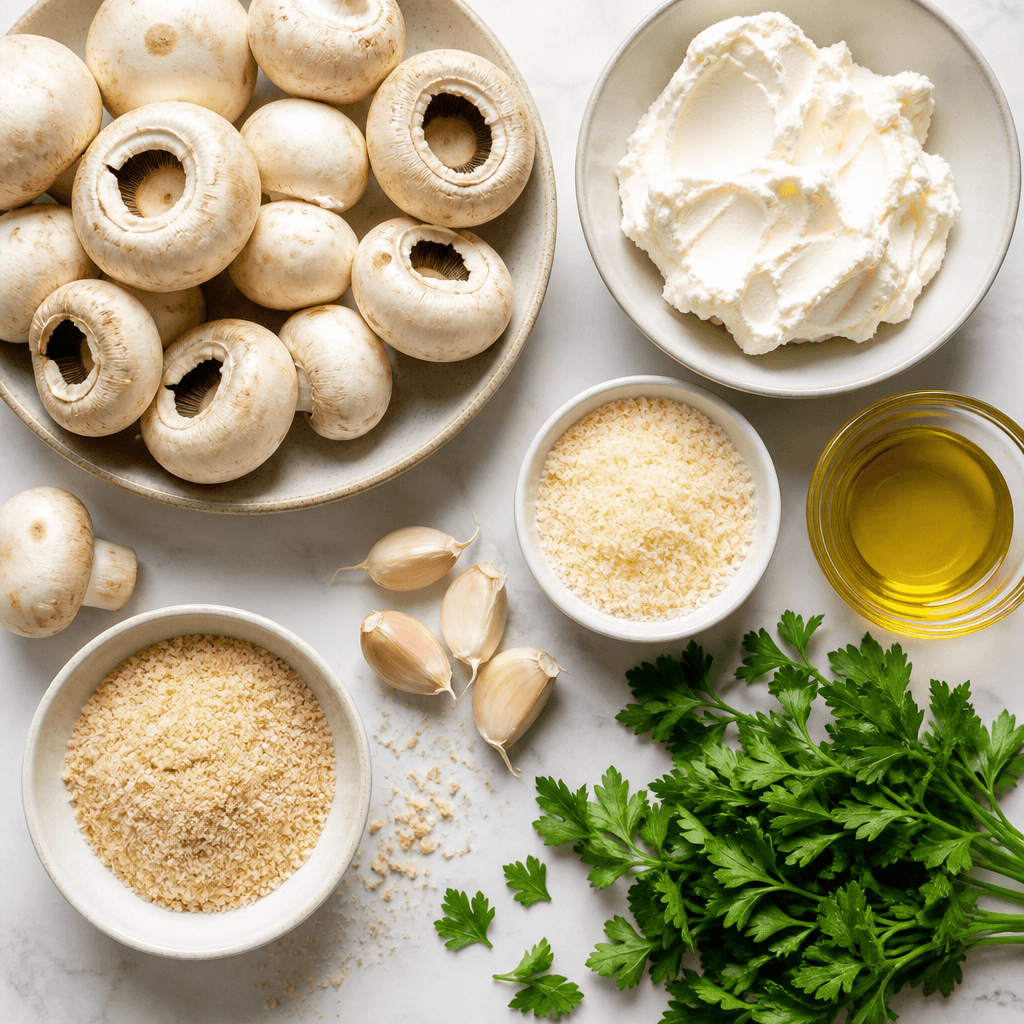 Savory Stuffed Mushrooms with Parmesan and Garlic ingredients
