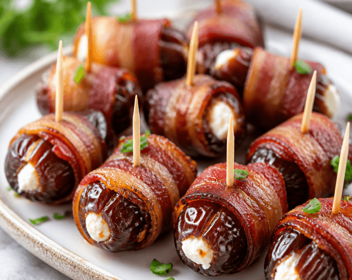 Irresistible Bacon Wrapped Dates Stuffed with Creamy Goat Cheese