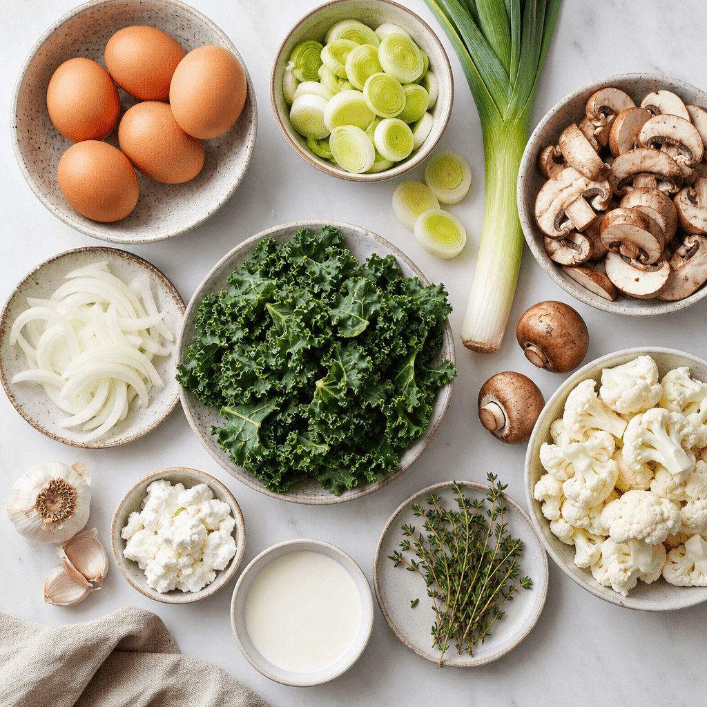 Winter Vegetable Frittata with Creamy Goat Cheese ingredients