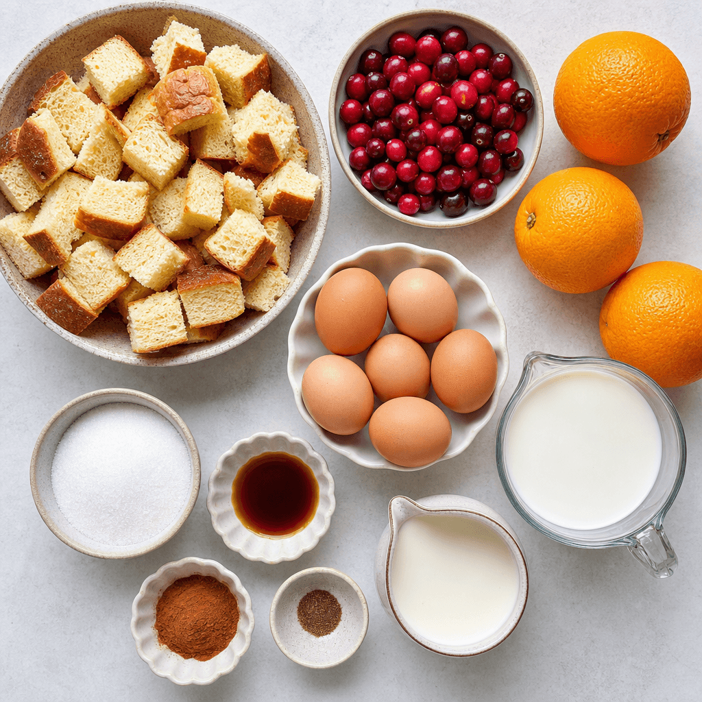 Cranberry Orange French Toast Bake ingredients