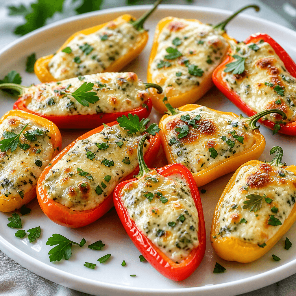Garlic Herb Cheese Stuffed Mini Peppers