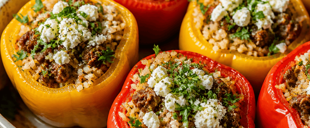 Hearty Stuffed Bell Peppers with Ground Lamb and Rice