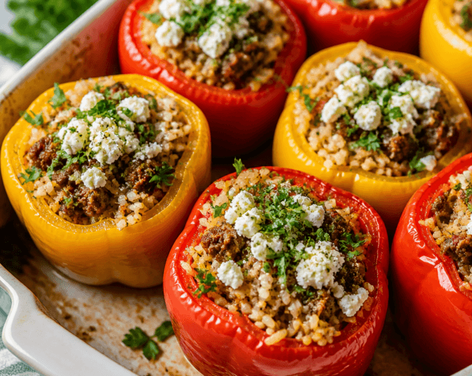 Hearty Stuffed Bell Peppers with Ground Lamb and Rice
