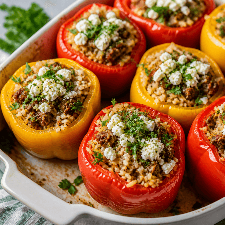 Stuffed Bell Peppers with Ground Lamb and Rice