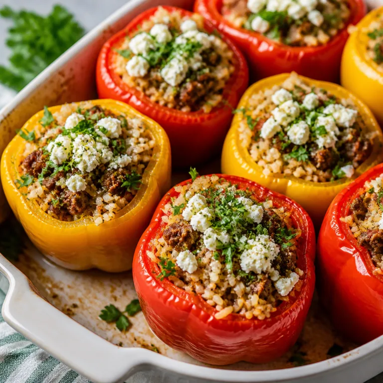 Stuffed Bell Peppers with Ground Lamb and Rice