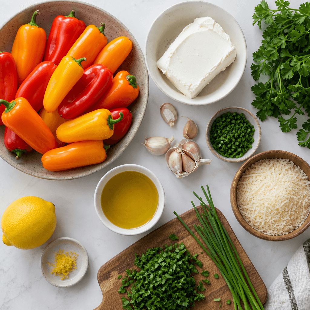 Garlic Herb Cheese Stuffed Mini Peppers ingredients