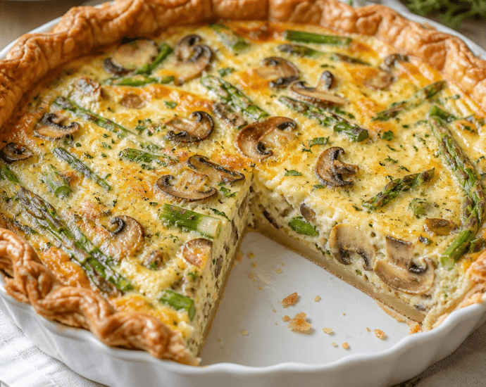 Deliciously Savory Mushroom and Asparagus Quiche