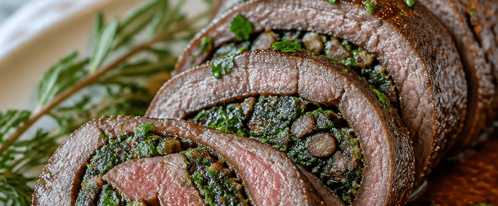 Mushroom and Spinach Stuffed Beef Tenderloin