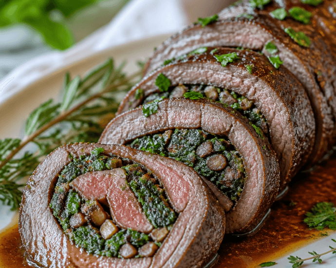 Mushroom and Spinach Stuffed Beef Tenderloin