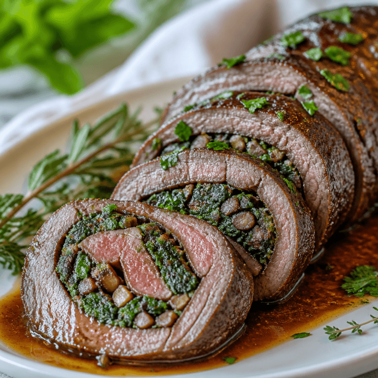 Mushroom and Spinach Stuffed Beef Tenderloin