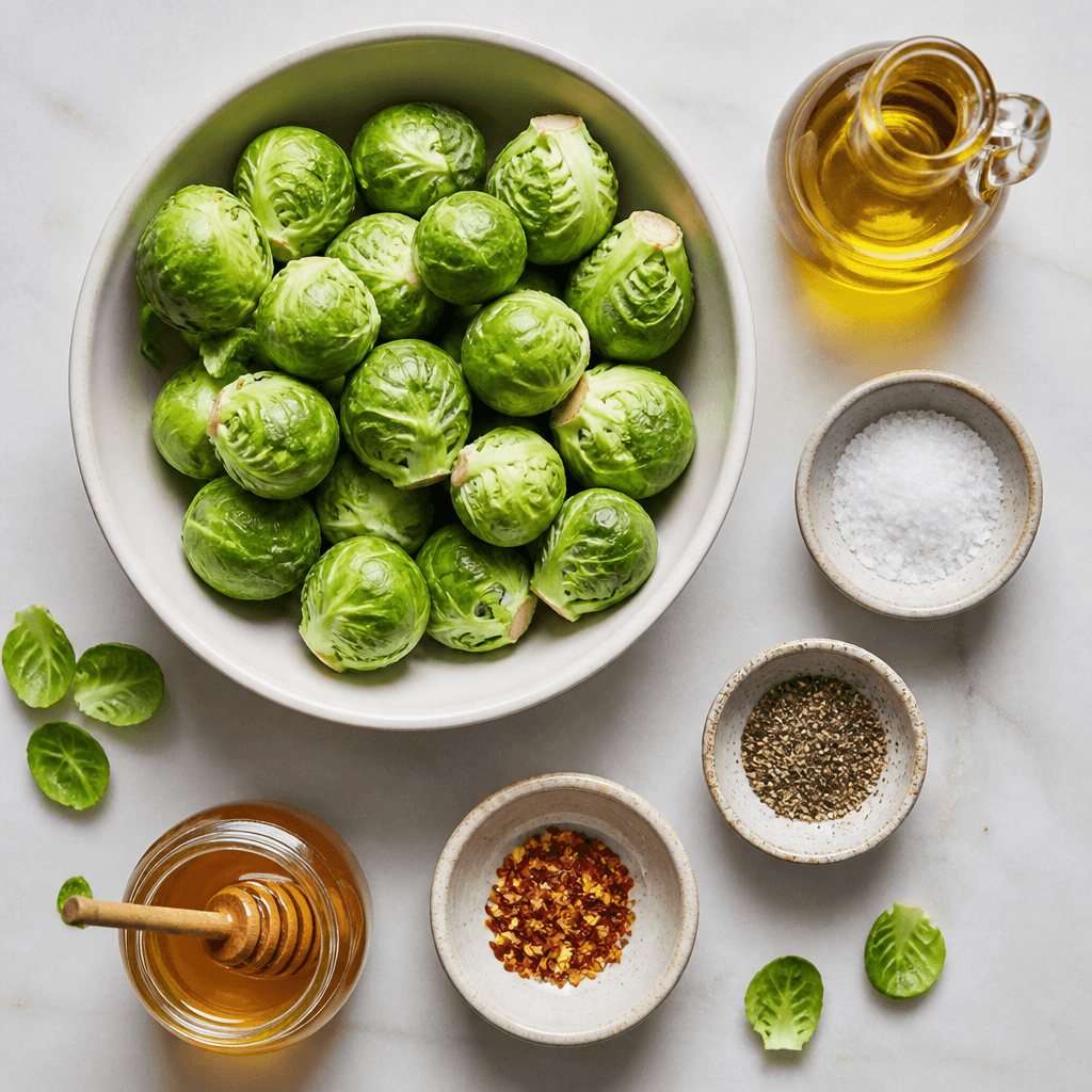 Crispy Brussels Sprouts with Sweet Honey Drizzle ingredients