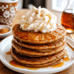 Gingerbread Pancakes with Fluffy Maple Whipped Cream
