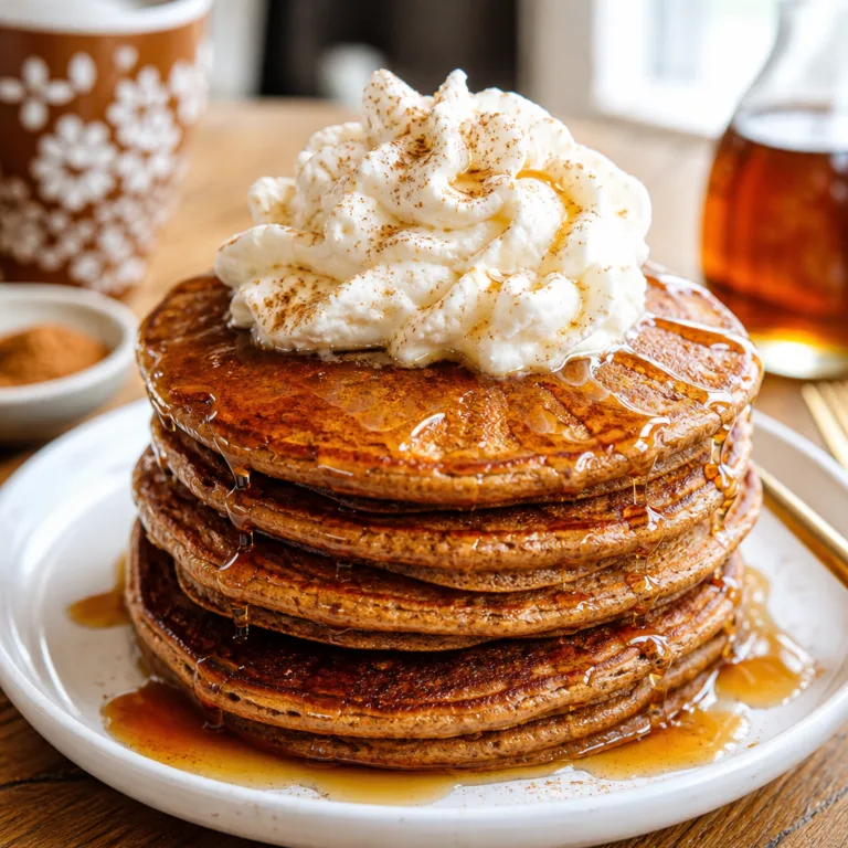 Gingerbread Pancakes with Fluffy Maple Whipped Cream