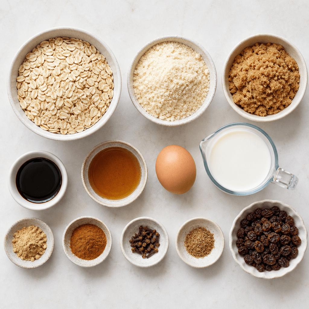 Delicious Baked Gingerbread Oatmeal Cups ingredients