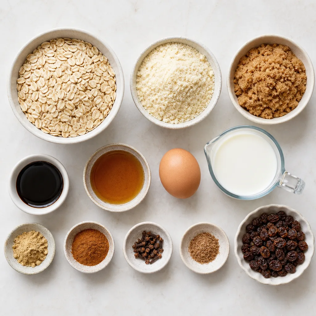 Delicious Baked Gingerbread Oatmeal Cups ingredients