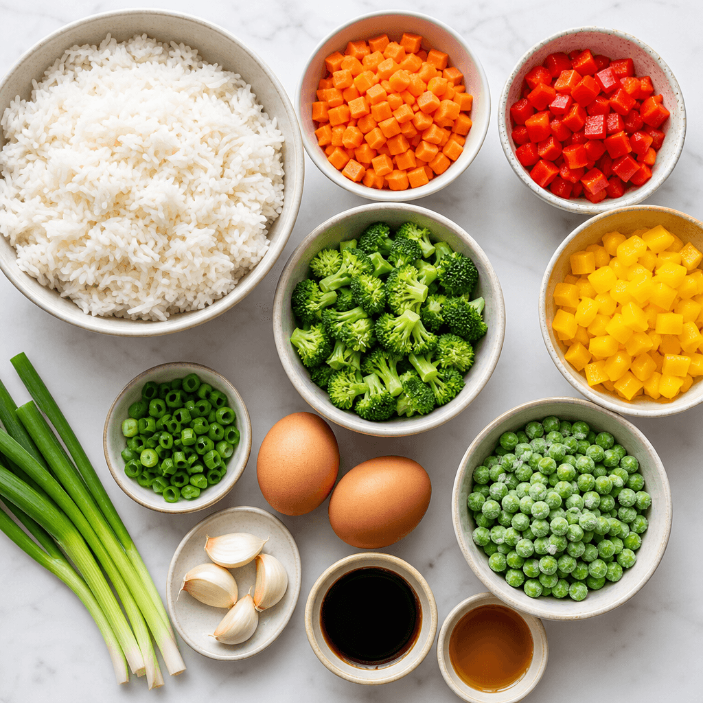 Homemade Vegetable Fried Rice ingredients