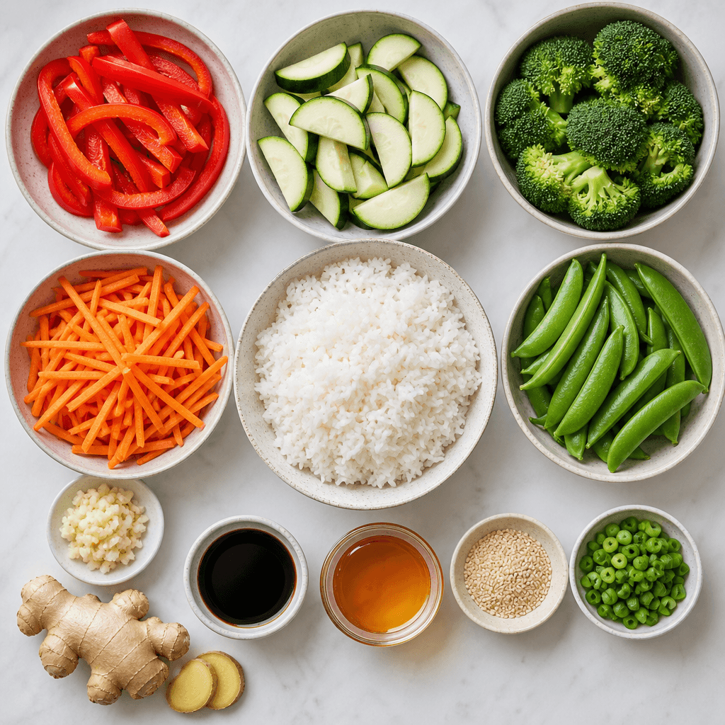 Vegetable Stir-Fry with Rice ingredients