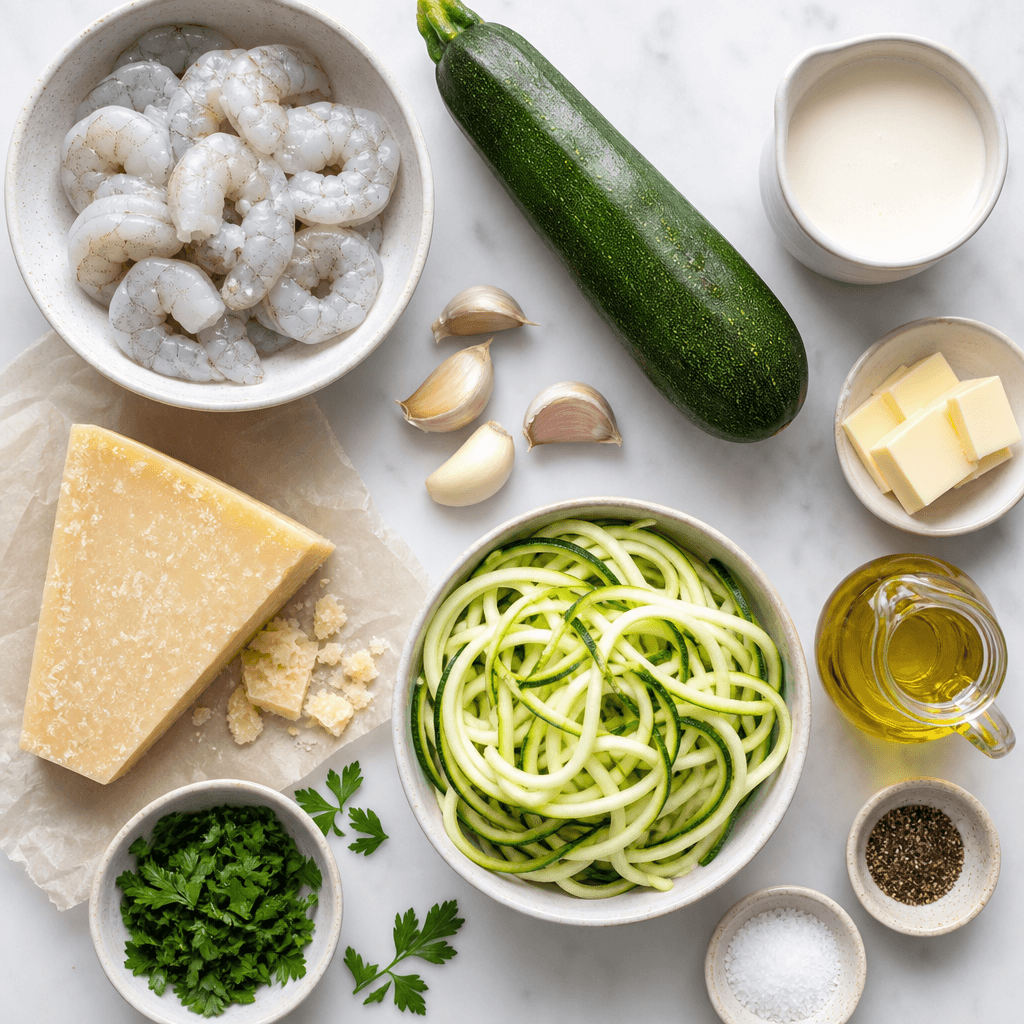 Keto Shrimp Alfredo with Zucchini Noodles ingredients