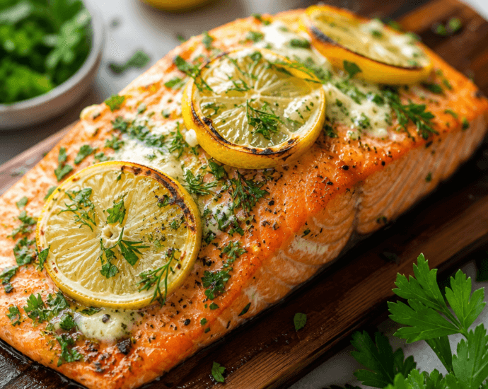 Cedar Plank Salmon with Herb Butter