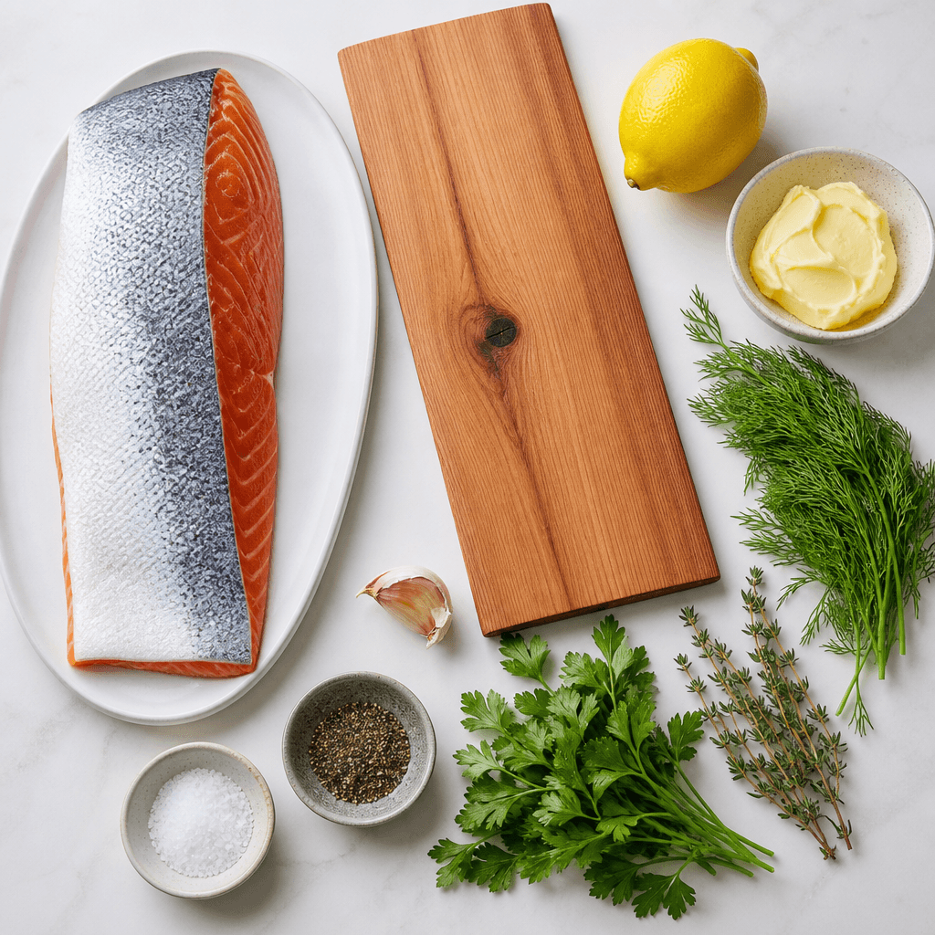 Cedar Plank Salmon with Herb Butter ingredients