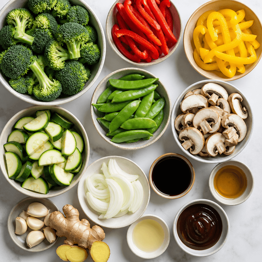 Instant Pot Vegetable Stir Fry ingredients