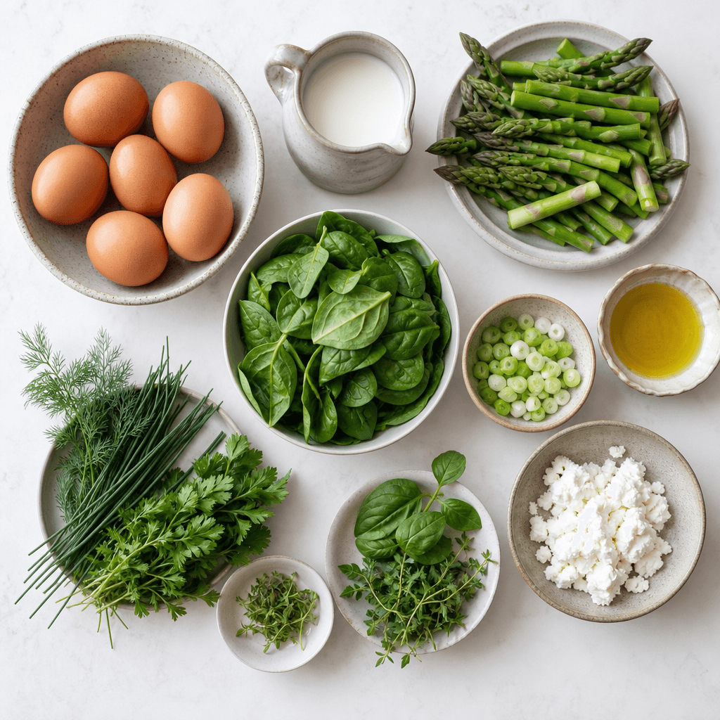 Spring Herb Frittata ingredients
