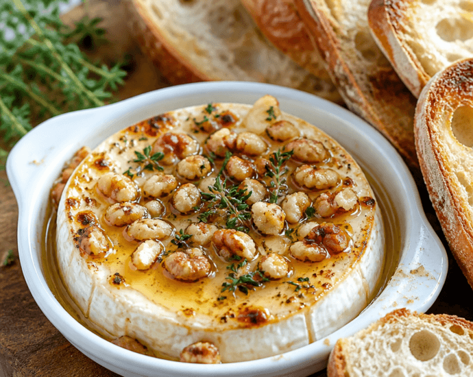 Warm Baked Goat Cheese with Honey and Walnuts