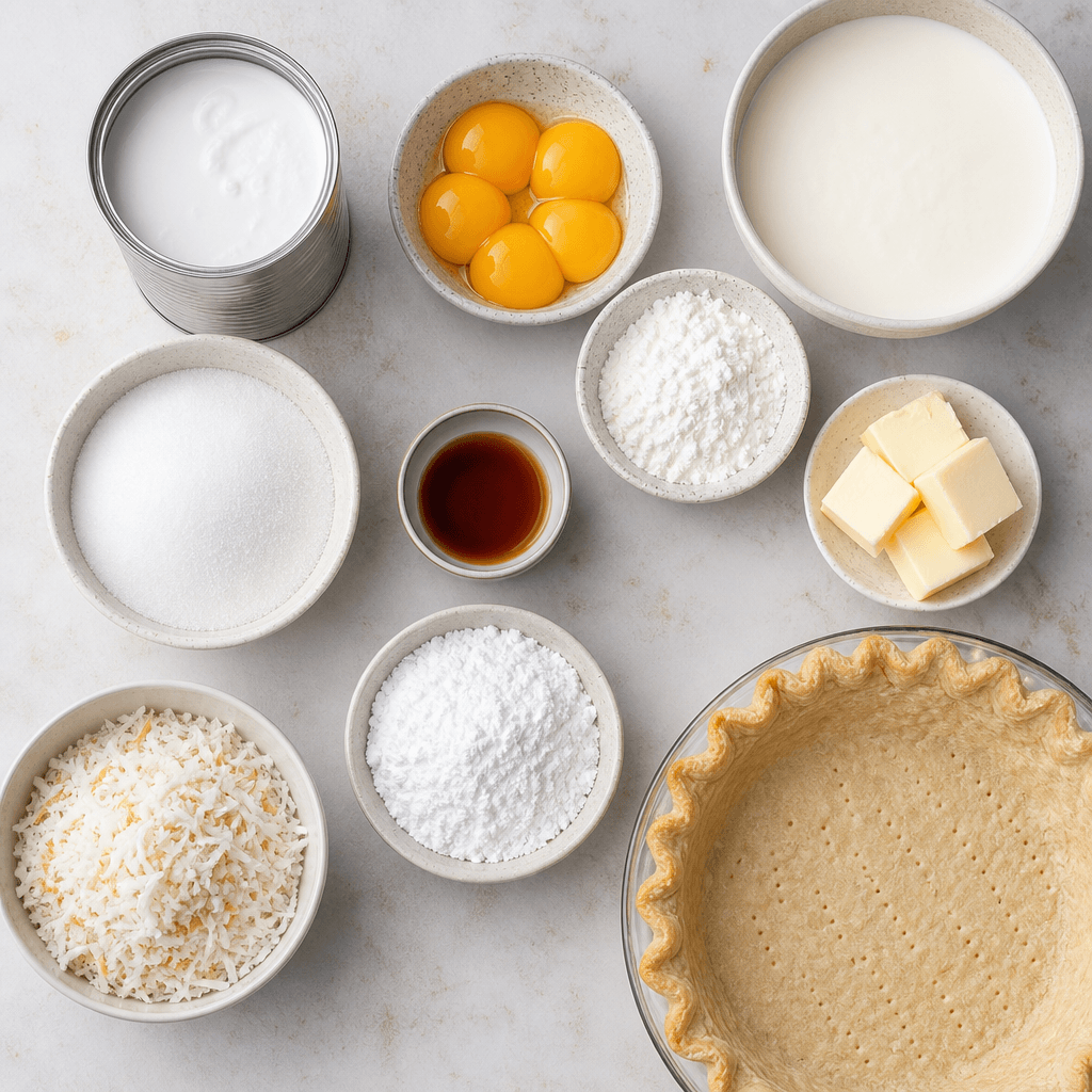 Homemade Coconut Cream Pie ingredients