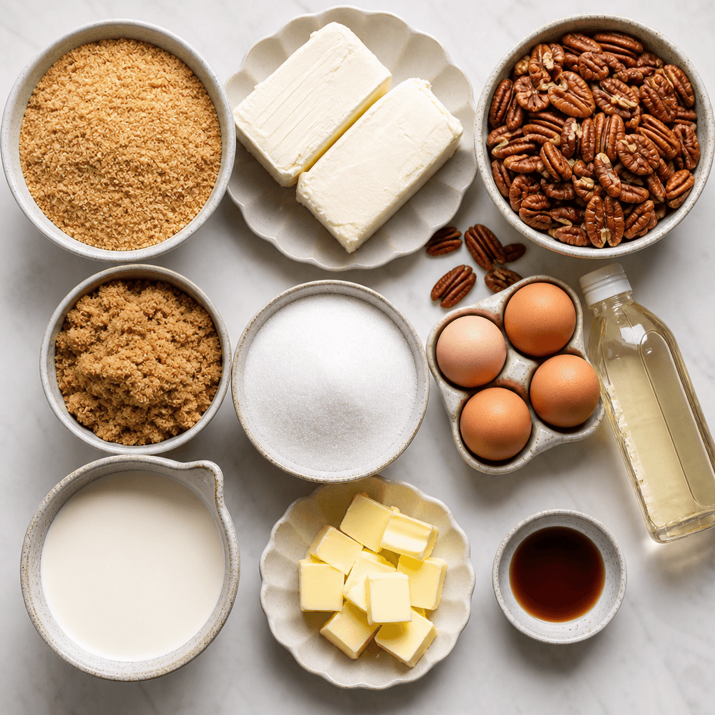 Decadent Pecan Pie Cheesecake Bars ingredients