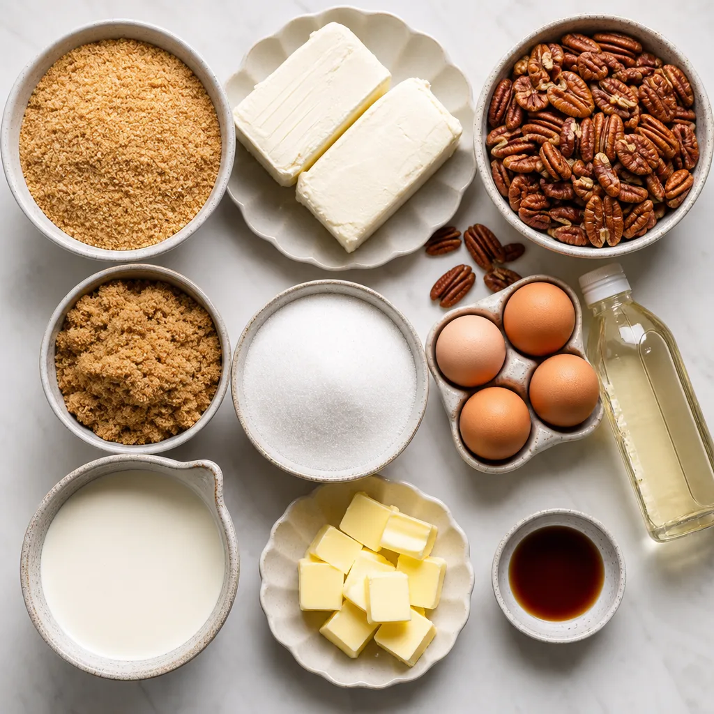 Decadent Pecan Pie Cheesecake Bars ingredients