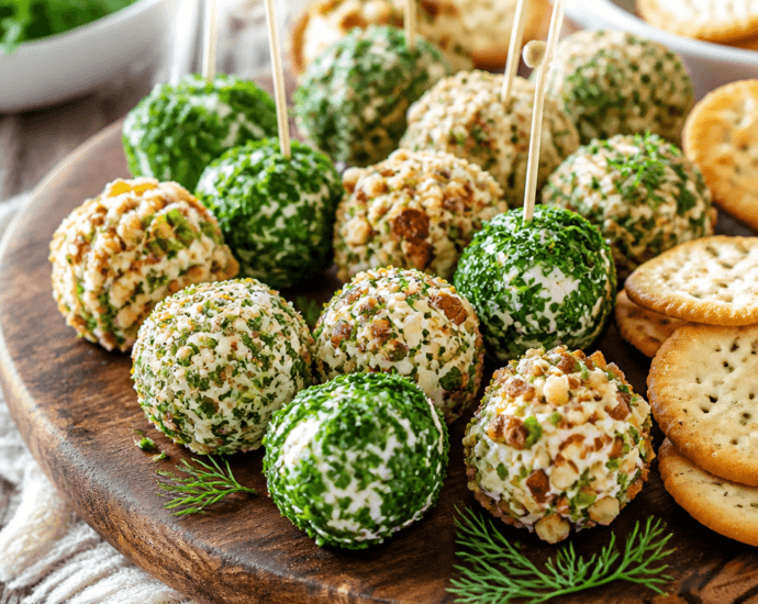 Mini Cheese Balls with Fresh Herbs and Crunchy Nuts