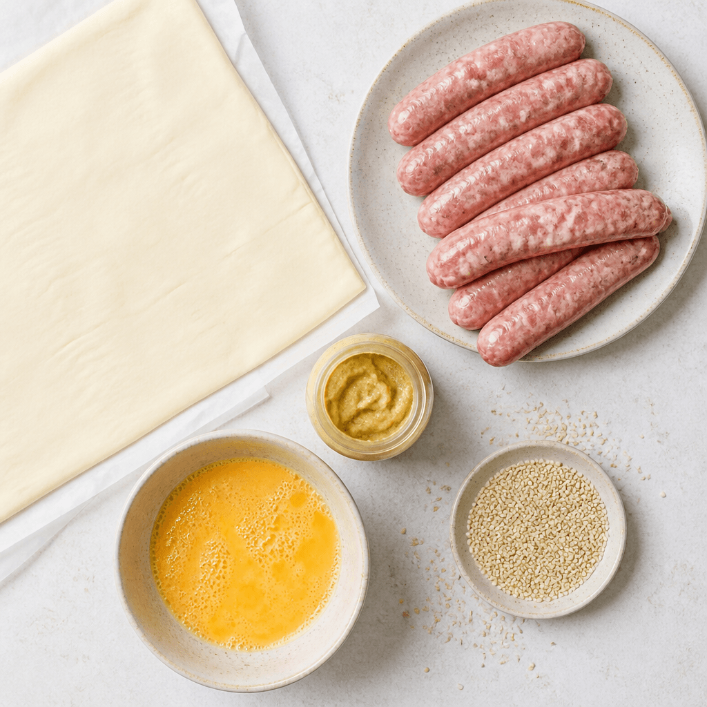 Mini Sausage Rolls with a Dijon Mustard Twist ingredients