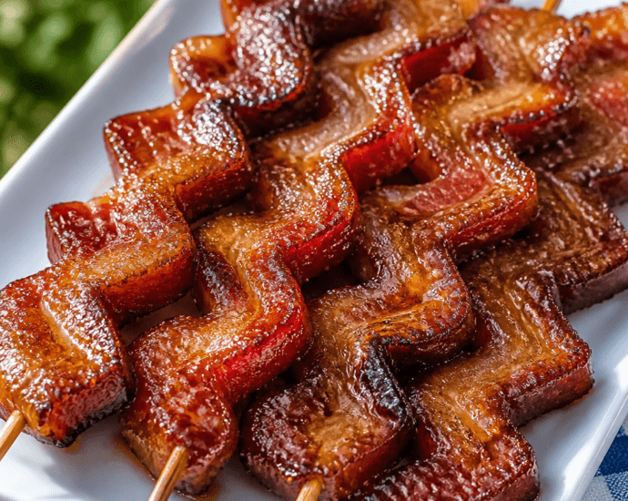 Sweet and Savory Candied Bacon Skewers
