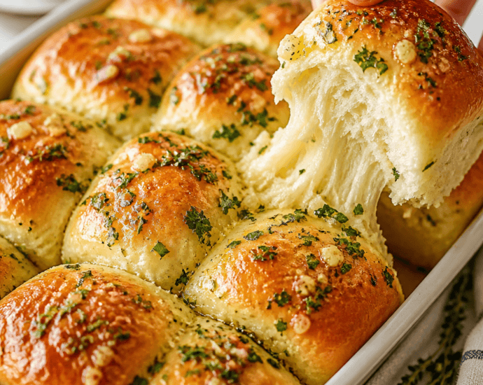 Soft Fluffy Pull Apart Garlic Herb Rolls
