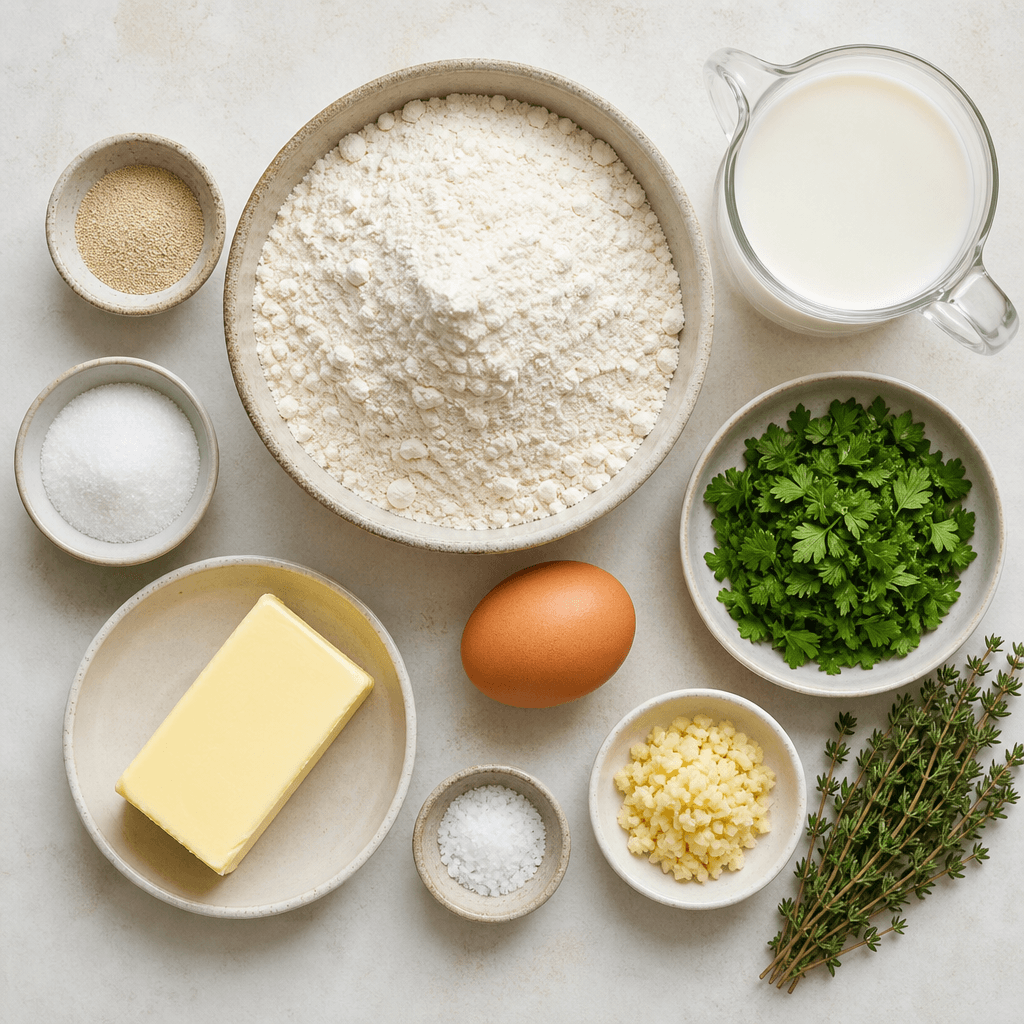 Soft Fluffy Pull Apart Garlic Herb Rolls ingredients