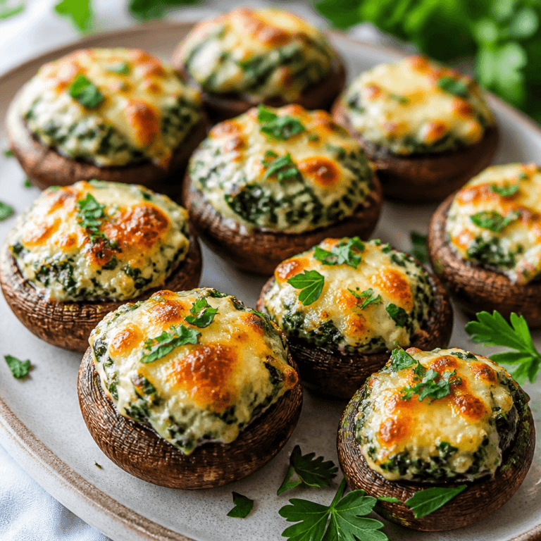 Stuffed Mushrooms with Creamy Spinach and Cheese