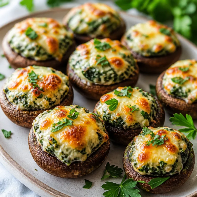 Stuffed Mushrooms with Creamy Spinach and Cheese