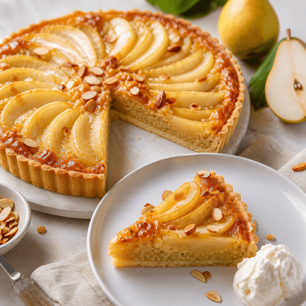 spiced pear and almond tart