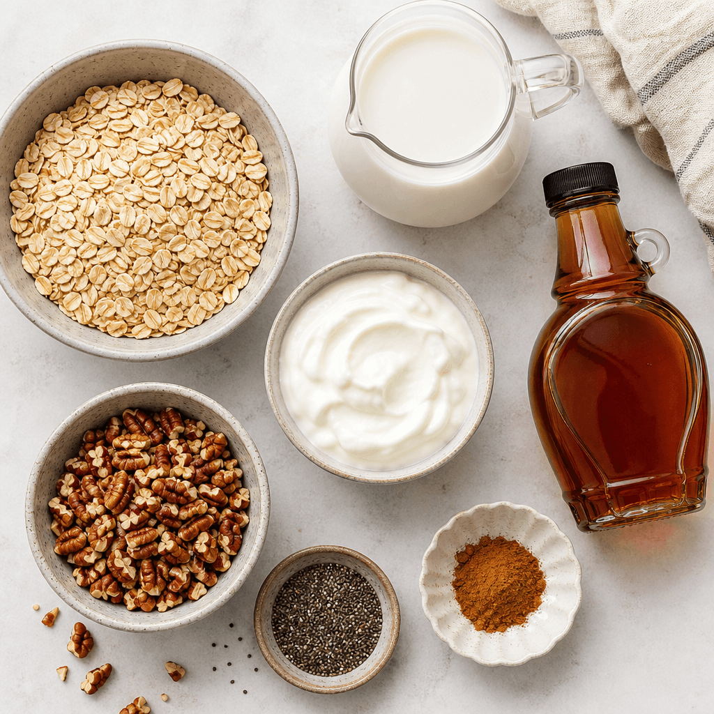 maple overnight oats ingredients