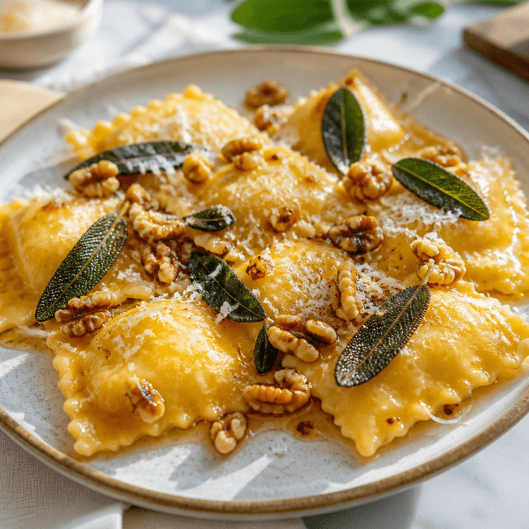 Carrot and Ricotta Ravioli with Brown Butter Sauce