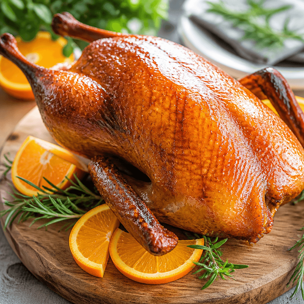 slow roasted duck with orange glaze