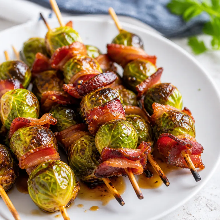 Maple Bacon Brussels Sprout Skewers