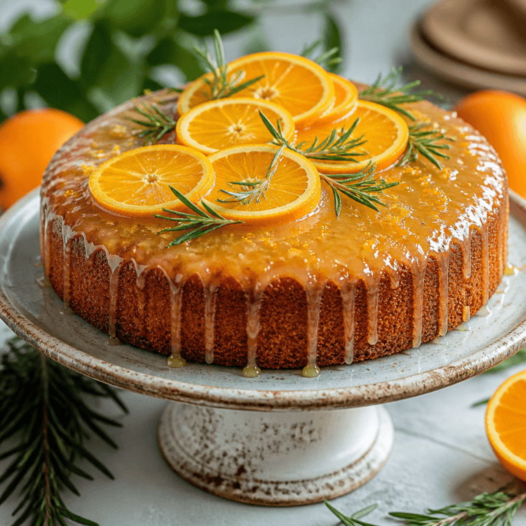 Orange Olive Oil Cake with Rosemary Glaze