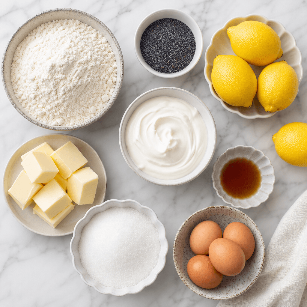 lemon poppy seed bundt cake ingredients