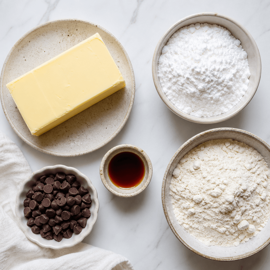 shortbread cookies with chocolate drizzle ingredients