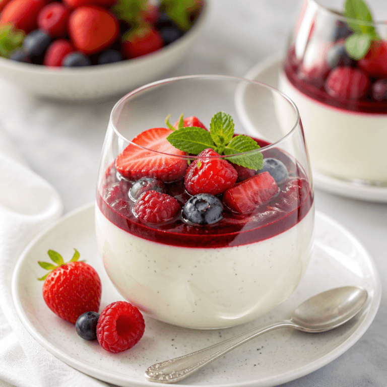 Vanilla Bean Panna Cotta with Berry Sauce