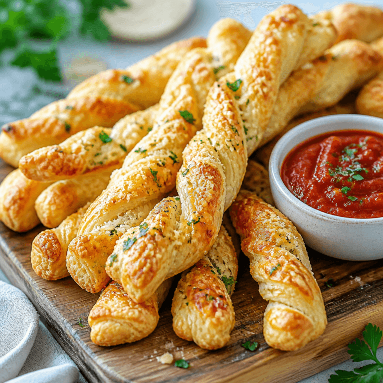 Garlic Parmesan Puff Pastry Twists