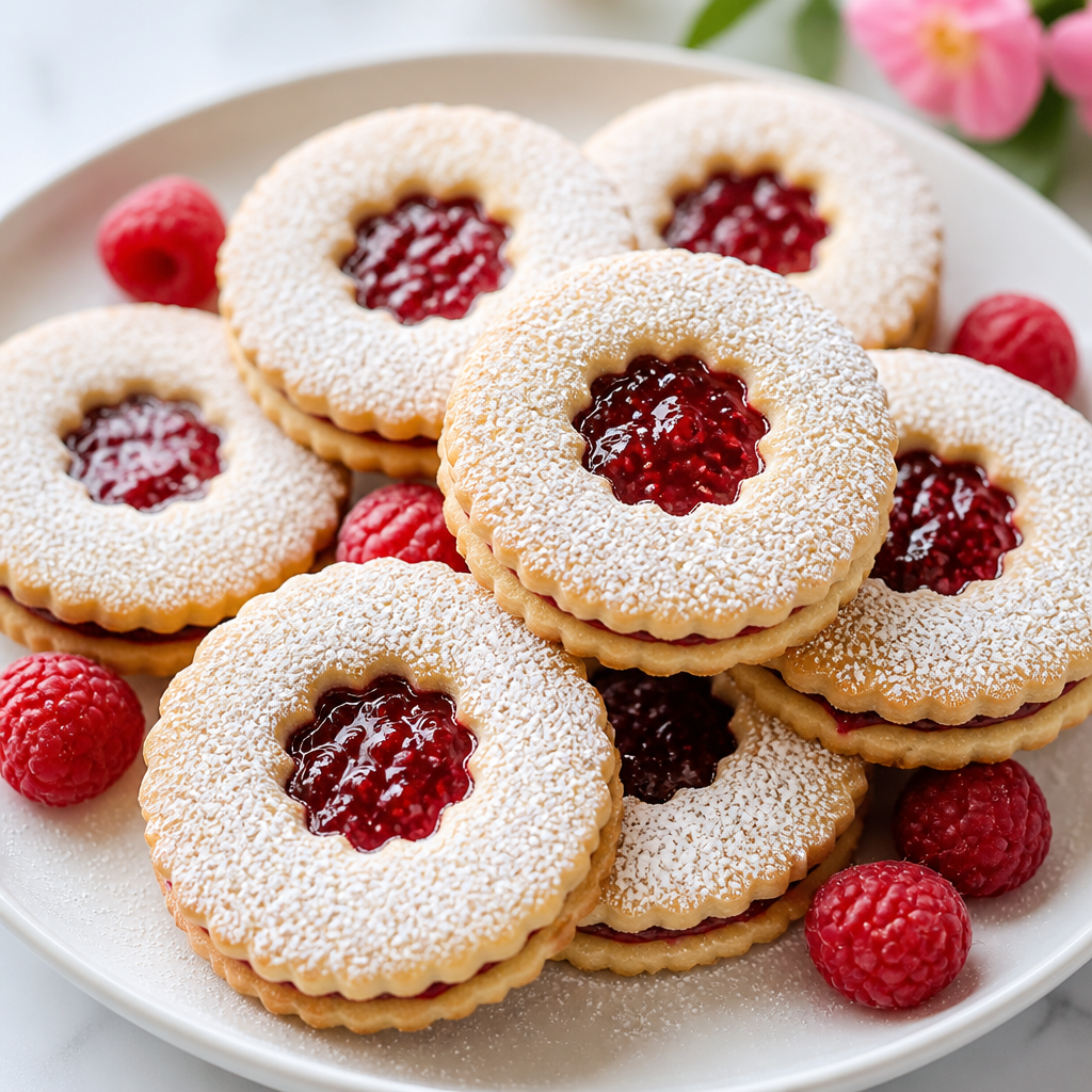 raspberry Linzer cookies