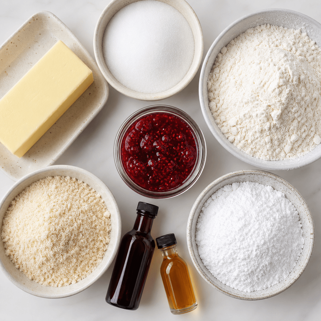 raspberry Linzer cookies ingredients