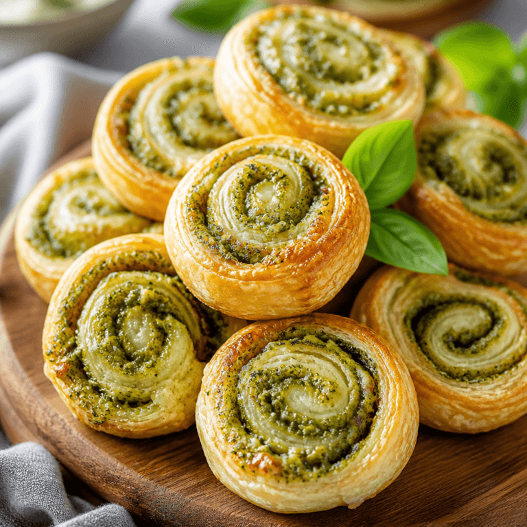 Pesto Pinwheels (Flaky Cheesy Puff Pastry)